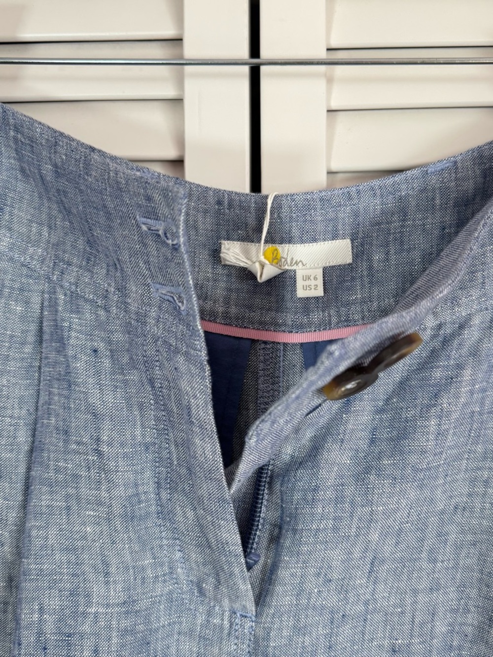 Boden Linen A-Line Blue Skirt Pleated Coastal Lightweight Size 2 (XS) NWT - Picture 3 of 7